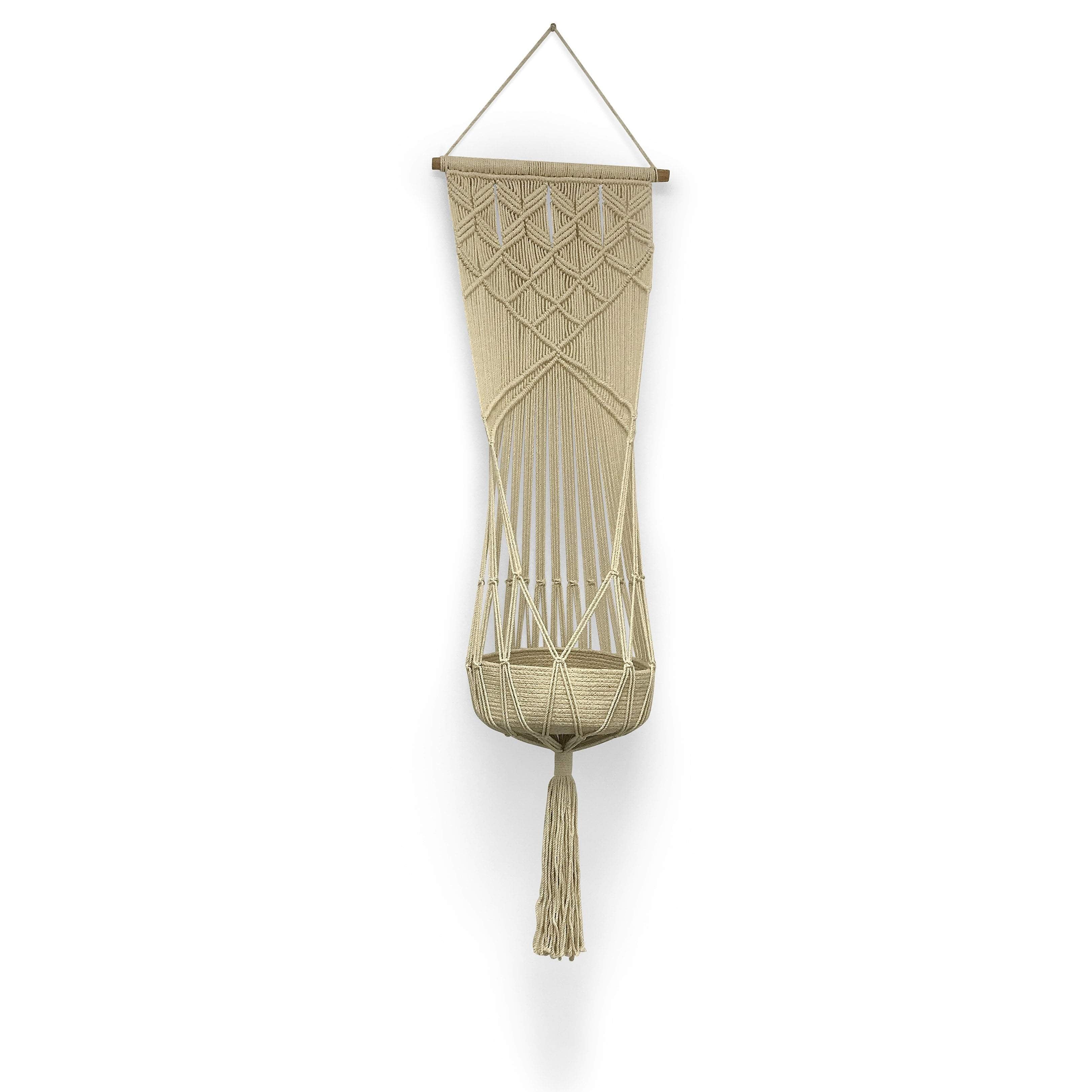 Panier suspendu en macramé pour jouets