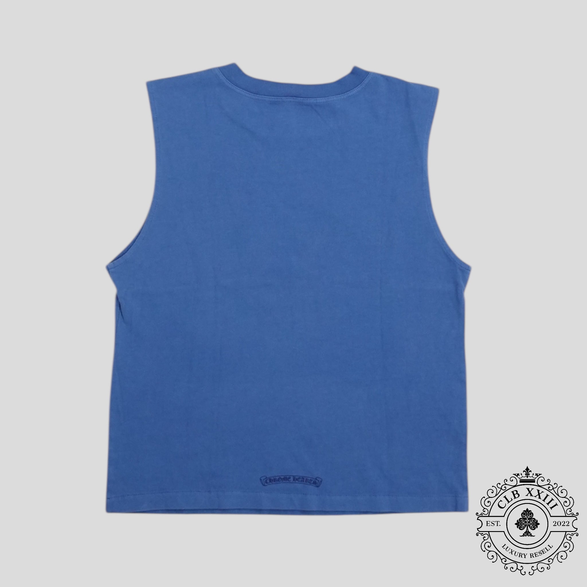 Chemise sans manches flocée triple croix Chrome Hearts pour femme en bleu