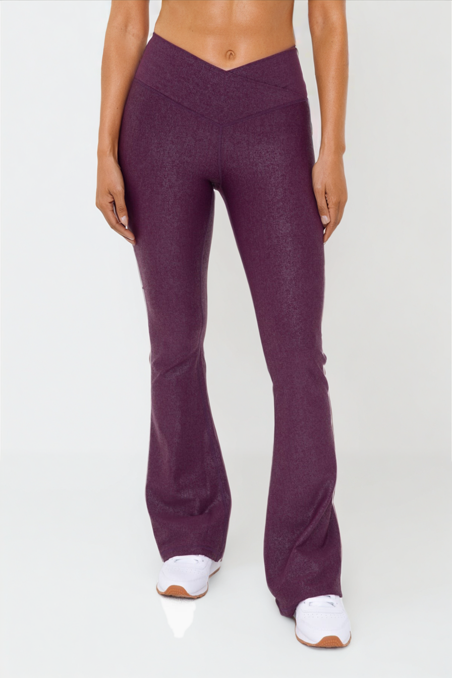 Leggings évasés croisés effet cuir Luxe Edge