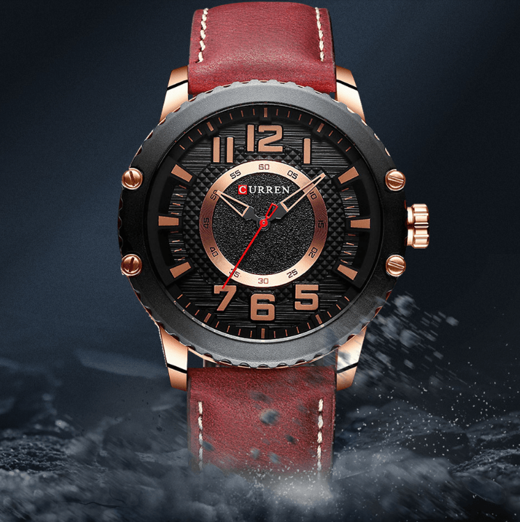 Montre Sport Étanche Homme Avec Bracelets en Cuir et Grands Chiffres Détails Design Unique Cadeau Parfait