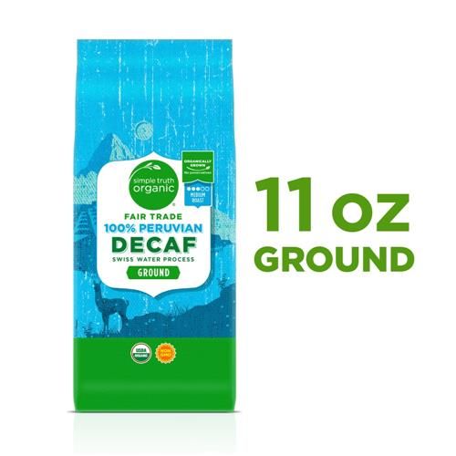 Café moulu biologique décaféiné Simple Truth 100 % péruvien torréfaction moyenne 311 g