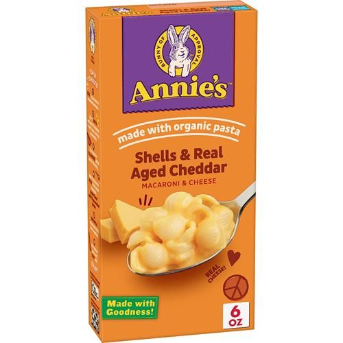 Macaroni au Fromage Annie's Shells et Cheddar Vieilli avec Pâtes Biologiques, Fait avec du Vrai Fromage, Accompagnement ou Collation, 170g