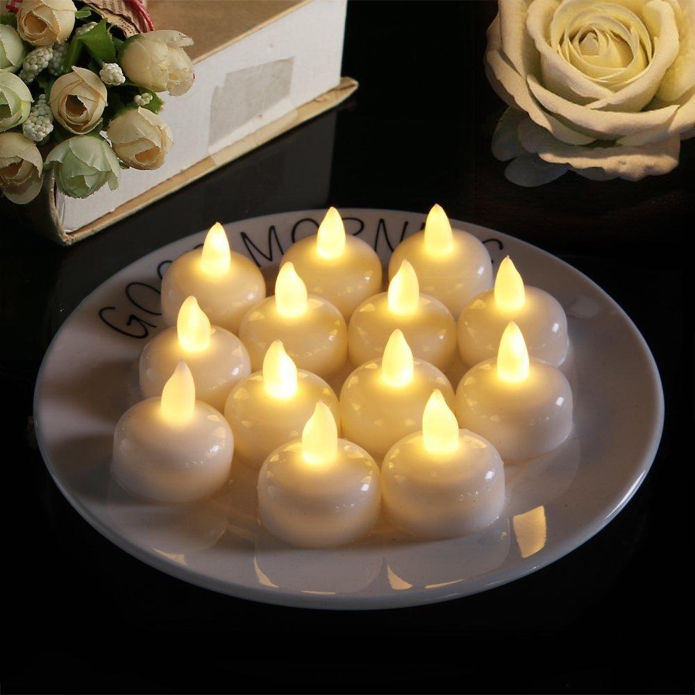 3/6 Bougies LED sans Flamme Étanche Scintillantes Sans Flamme à Piles Flottantes pour Centre de Table de Mariage Piscine et SPA Lumière Chaude Scintillante Alimentée par Piles pour Mariage Maison Anniversaire Décoration de Fête