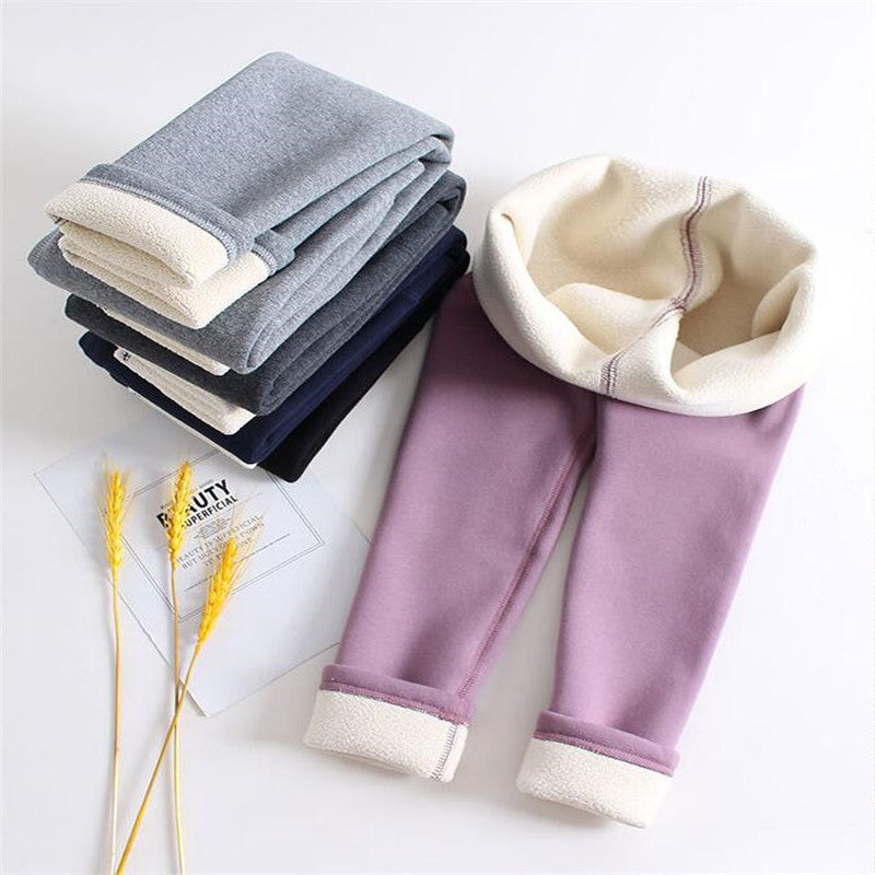 Leggings d'hiver épais pour filles, doublés en laine
