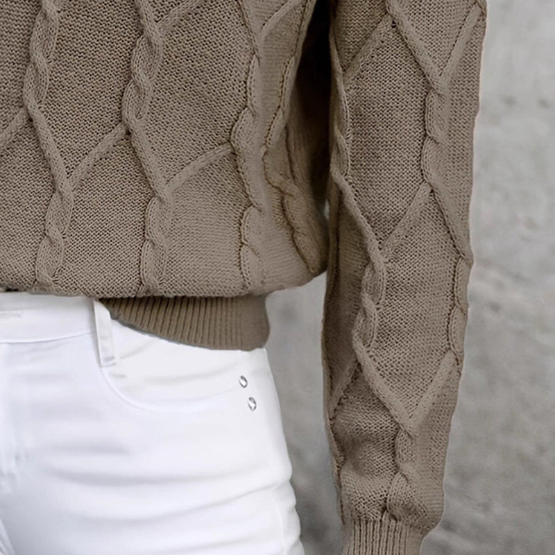 🧶 Pull en tricot à col en V, color block et manches longues pour femmes