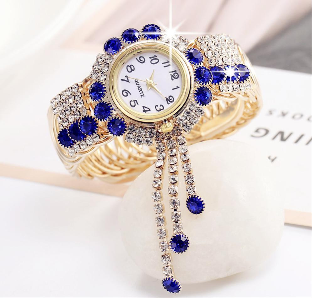 Nouvelle montre bracelet de luxe avec strass pour femmes et jeunes filles