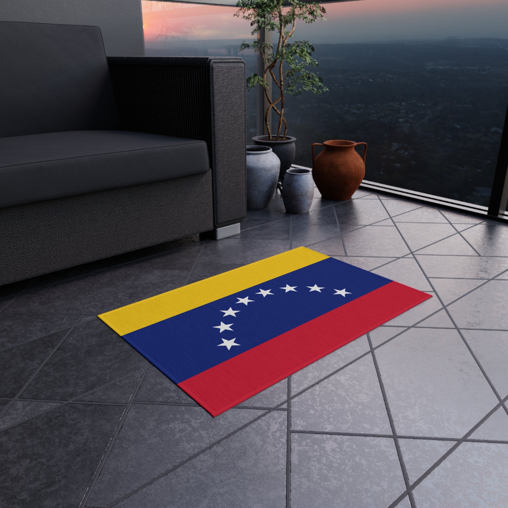 Paillasson antidérapant d'extérieur avec drapeau du Venezuela | Copa America | 61 x 91 cm