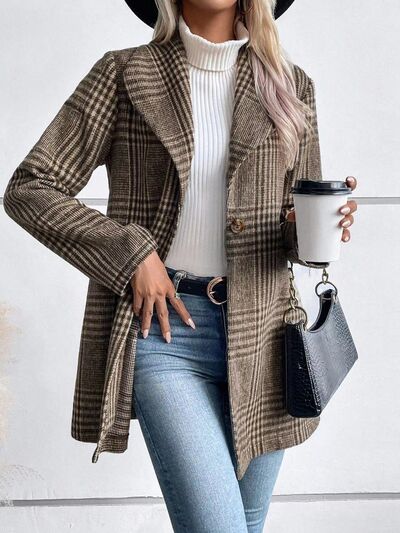 Veste boutonnée à col écossais et manches longues pour femme – Un vêtement d'extérieur classique et léger pour tous les jours