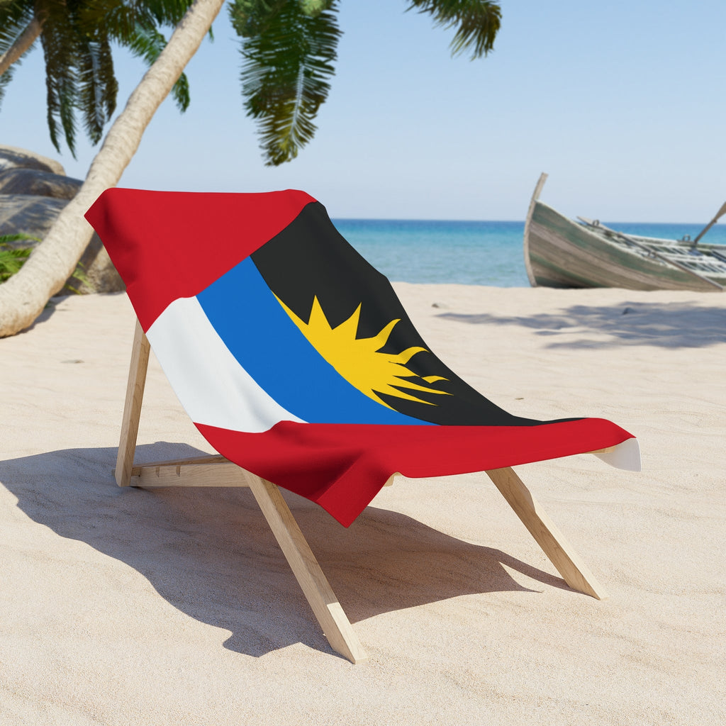 Serviette de plage Antigua-et-Barbuda | Qualité et durabilité - 2 tailles | Fierté antiguanienne | Cadeau pour les habitants d'Antigua-et-Barbuda
