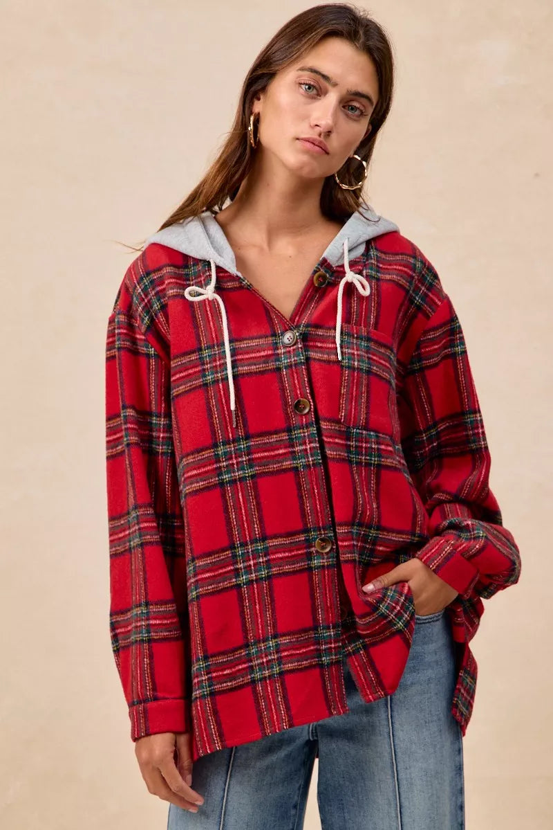 Veste à capuche à carreaux BiBi