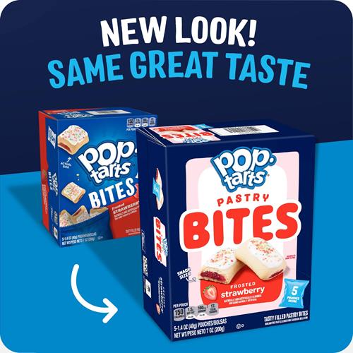 Pop-Tarts Bouchées Pâtissières Cuites, Snacks pour Enfants, Déjeuner Scolaire, Fraise Givrée, Boîte de 198g (5 Sachets)