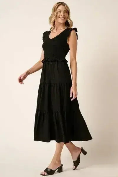 Robe midi étagée smockée et volantée Mittoshop