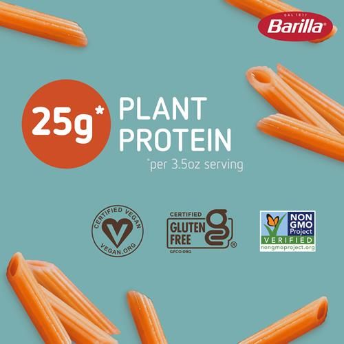 Pâtes Penne aux lentilles corail Barilla, 249 g – Vegan, Sans gluten, Sans OGM & Casher – À base de protéines végétales