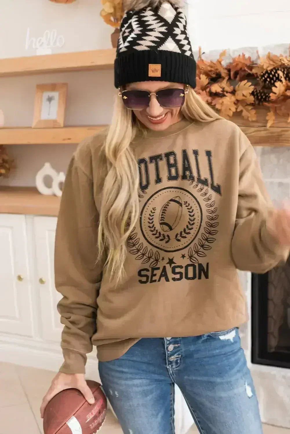 Sweat-shirt graphique Kaki "Jour de match Rugby" SAISON DE FOOTBALL