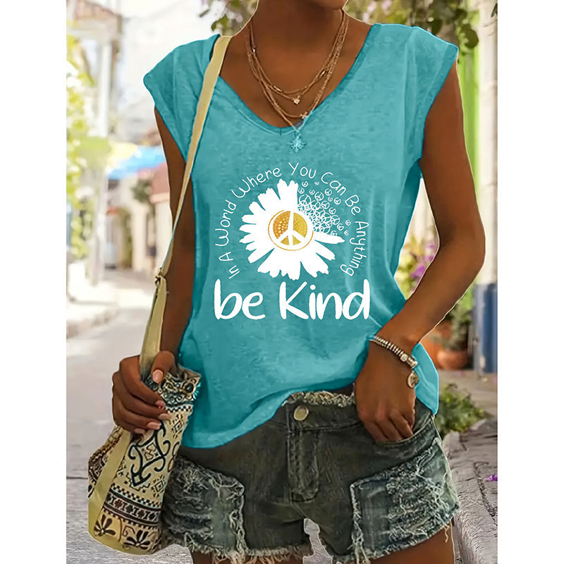 Lot de 2 hauts t-shirts à col en V imprimé graphique Fleurs Sauvages