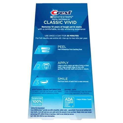 Crest 3D Whitestrips, Classic Vivid, Teeth Whitening Strip Kit, 20 Strips (10 Count Pack)