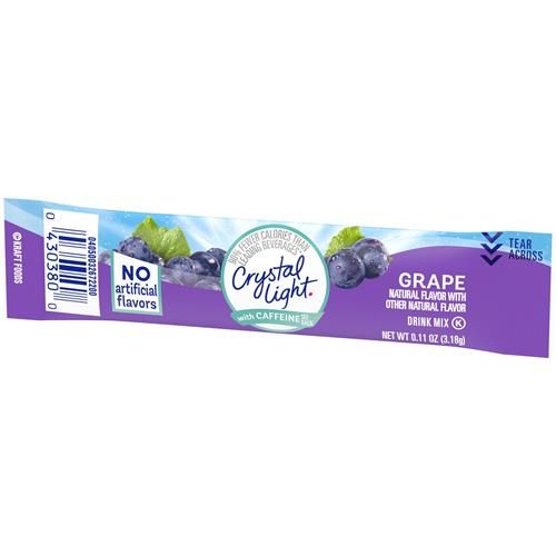 Crystal Light Raisin, mélange pour boisson en poudre naturellement aromatisé, avec caféine, 10 sachets individuels.