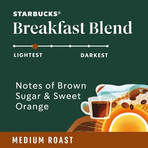 Starbucks Ground Coffee, Medium Roast Coffee, Breakfast Blend, 100% Arabica, 1 Bag (18 Oz)