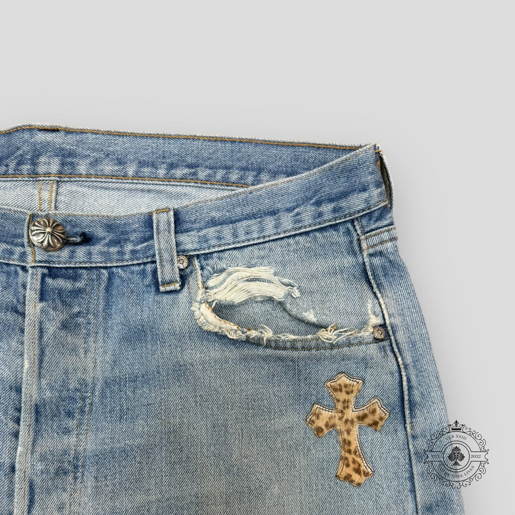 Jean Chrome Hearts Leopard Cross Patch