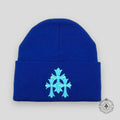 Bonnet brodé triple croix Chrome Hearts en bleu