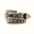 Ceinture en cuir de caïman pour femme avec fleur 3D