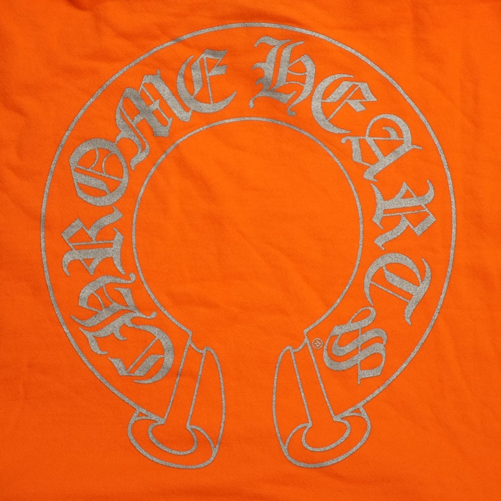 Sweat à capuche Chrome Hearts Miami édition exclusive avec logo fer à cheval, couleur orange