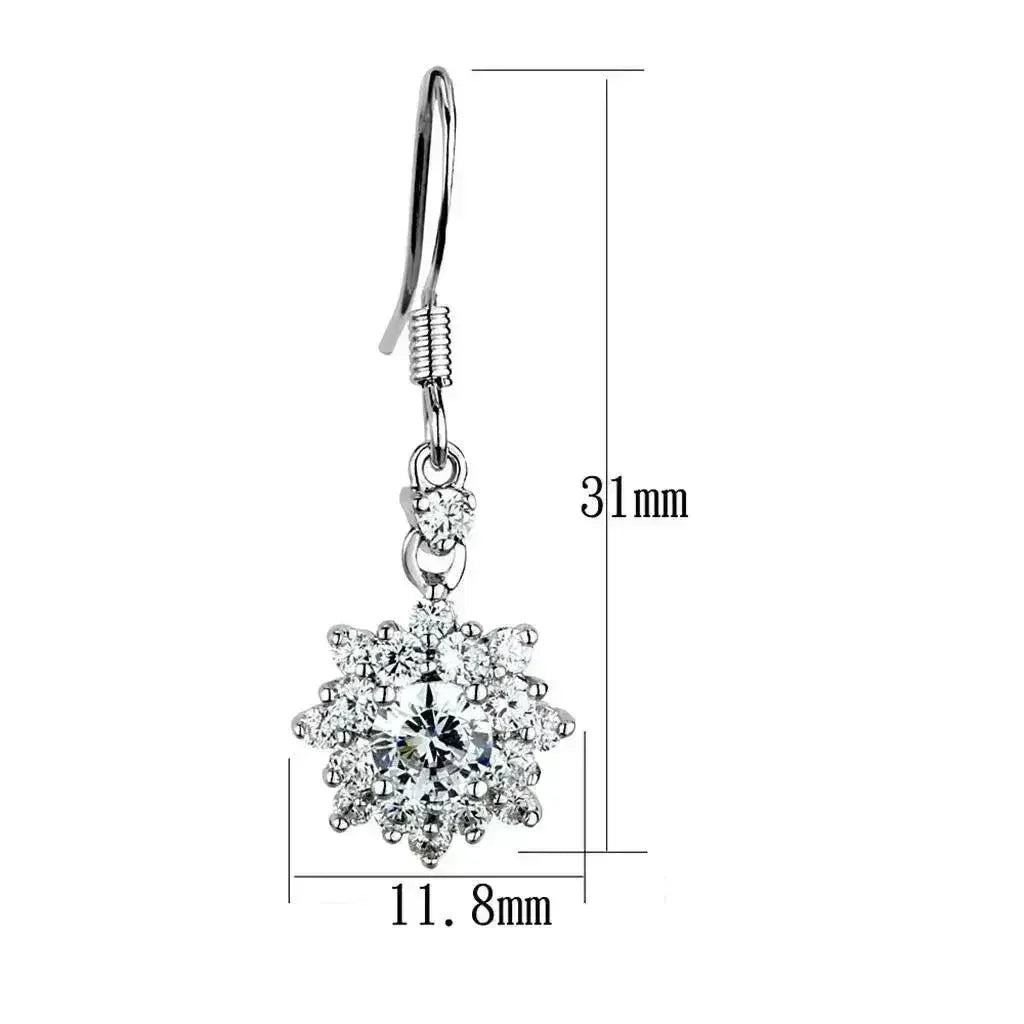 Boucles d'oreilles en laiton plaqué rhodium 3W1054 – Clous d'oreilles en zircon cubique transparent AAA