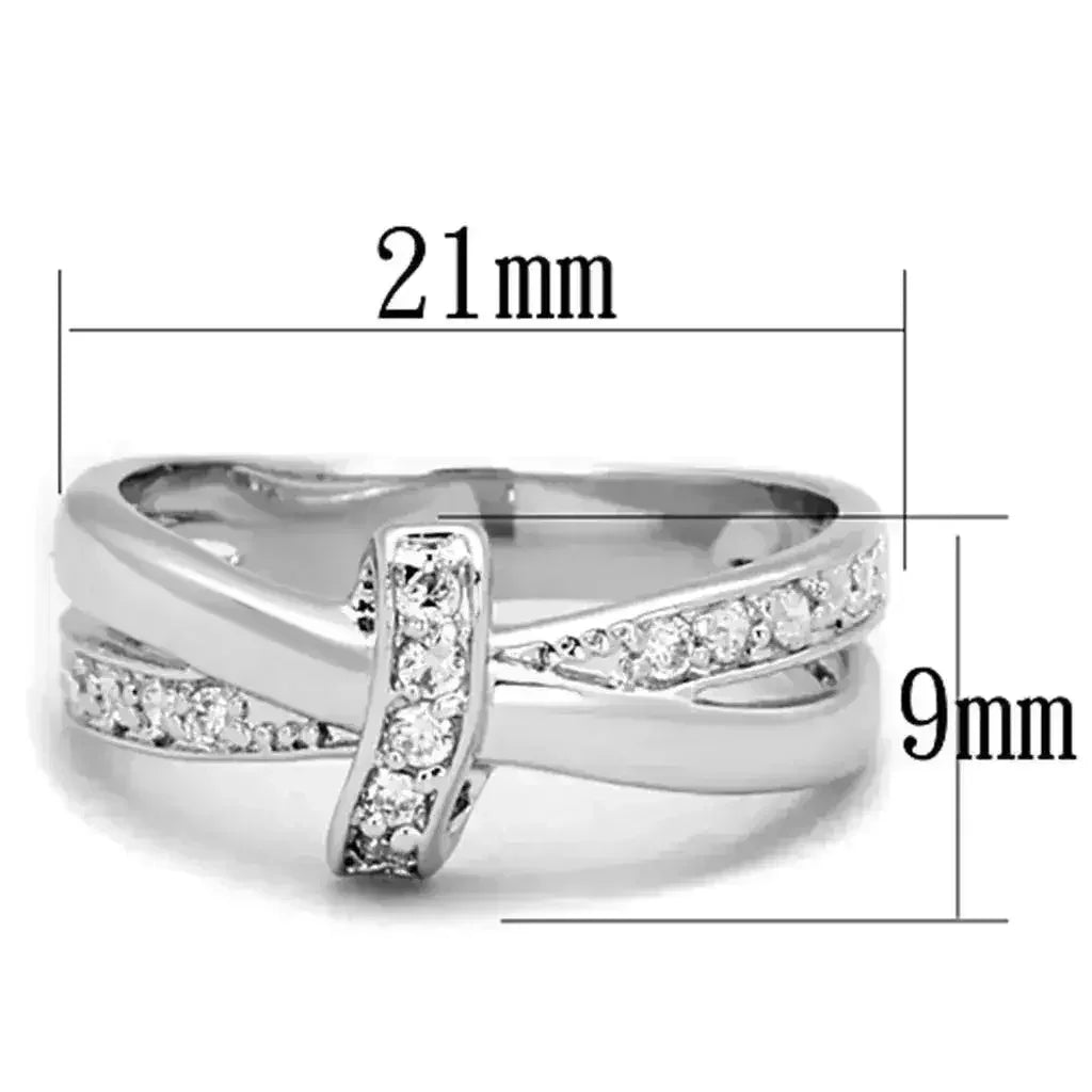 3W819 - Bague en laiton rhodié avec oxyde de zirconium de qualité AAA, de couleur claire
