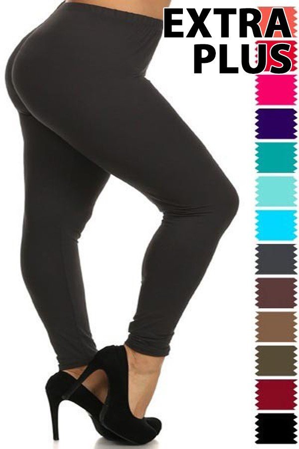 Legging Doux et Brossé Taille Haute 1" Couleur Bordeaux "Peau de Pêche" Grande Taille 3X4X