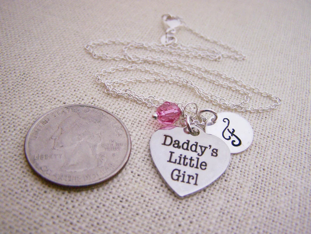 Collier « Ma Fille Adorée » – Argent Sterling avec Pierre de Naissance et Breloque Initiale