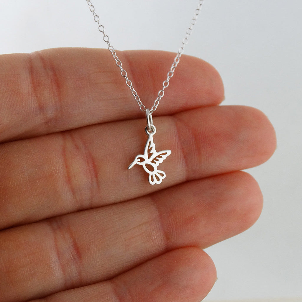 Tiny Hummingbird Necklace – 925 Sterling Silver Charm on 16" Chain