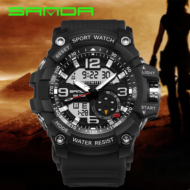 Nouvelle Montre Sport Analogique-Numérique Pour Hommes et Femmes Étanche 50M Professionnelle Quartz Grand Cadran Montre-Bracelet Militaire Avec Mode Nuit