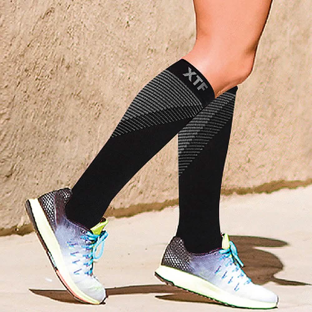 Lot de 12 paires : Chaussettes de compression athlétiques montantes à contention dégressive