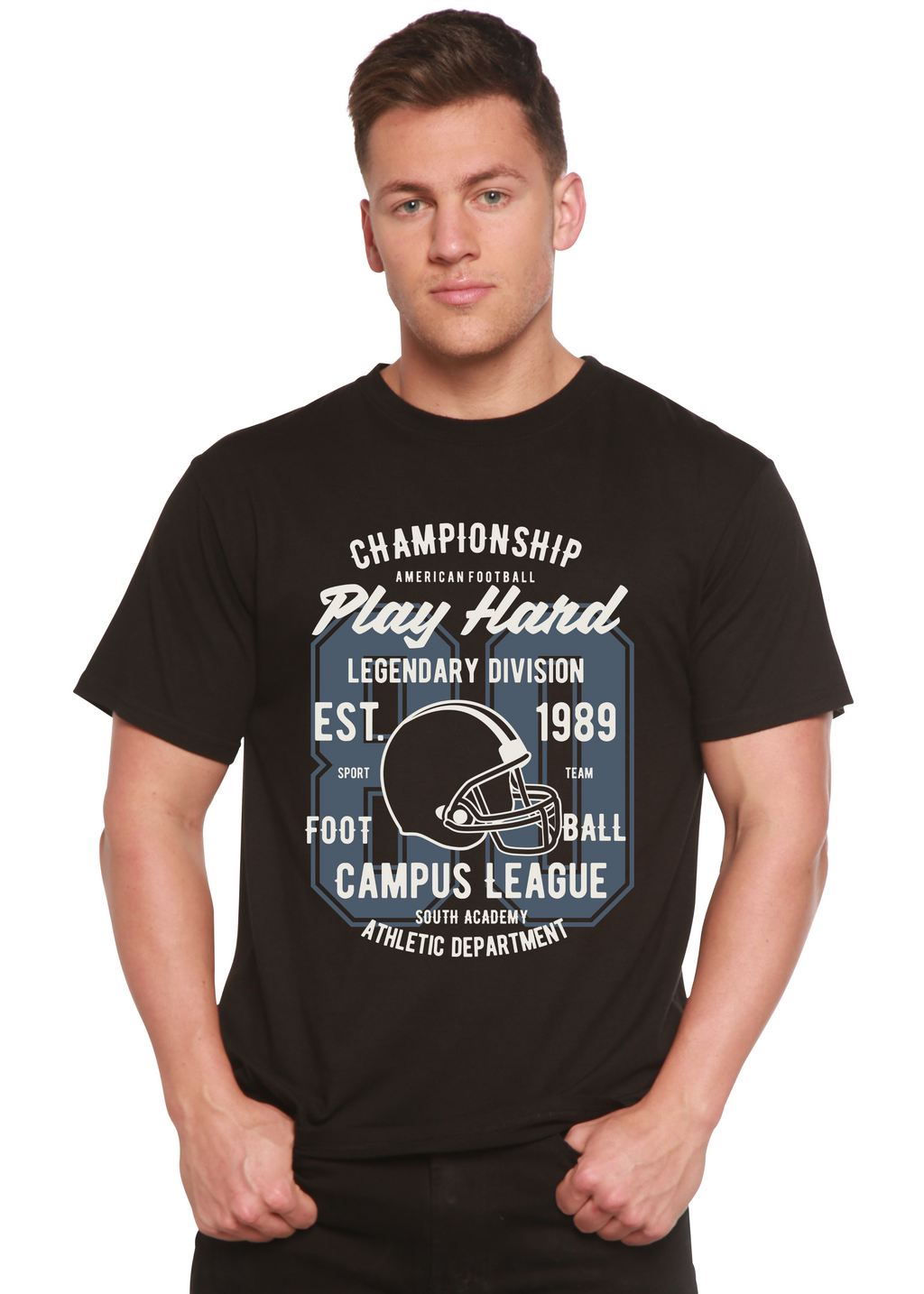 Jouer le T-shirt graphique à manches courtes en viscose de bambou/coton biologique Hard Spun Bamboo® pour hommes
