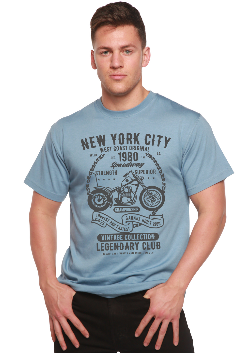 T-shirt graphique à manches courtes en viscose de bambou/coton biologique Spun Bamboo® pour hommes New York City
