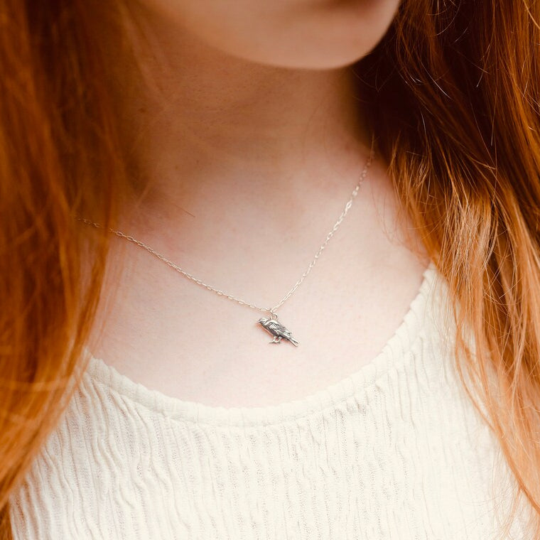 Collier Corbeau Doré – Pendentif Corbeau en Or Rempli 14k sur Chaîne de 40 cm
