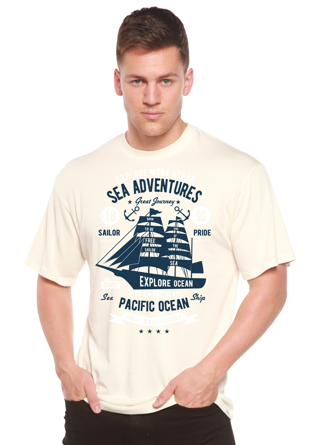 T-shirt graphique Sea Adventures Spun Bamboo® à manches courtes en viscose de bambou/coton biologique pour homme
