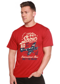 T-shirt à manches courtes avec motif graphique en viscose de bambou et coton biologique pour homme, motif « Meeting aérien »