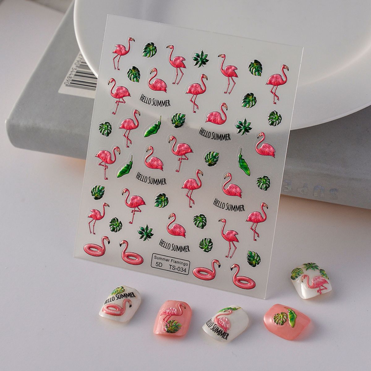 Autocollants d'été pour ongles Flamant rose