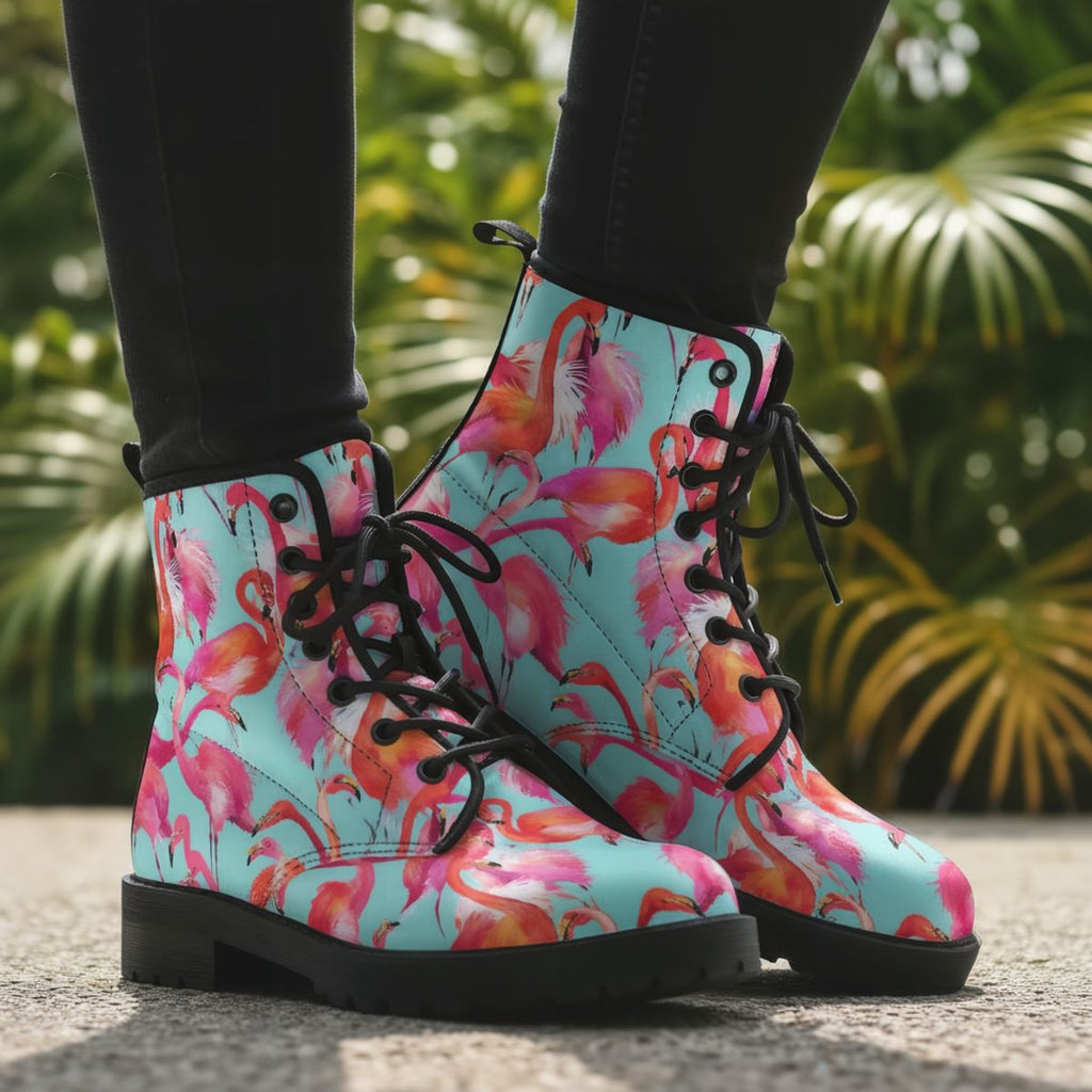 Bottes en cuir Flamant rose