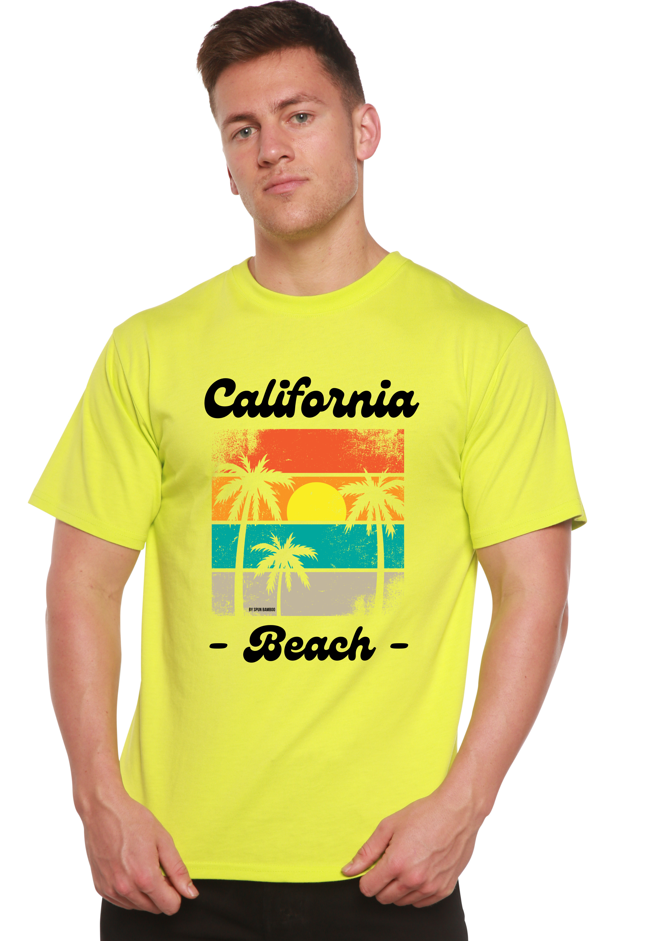 T-shirt à manches courtes unisexe en bambou/viscose et coton biologique California Beach avec motif