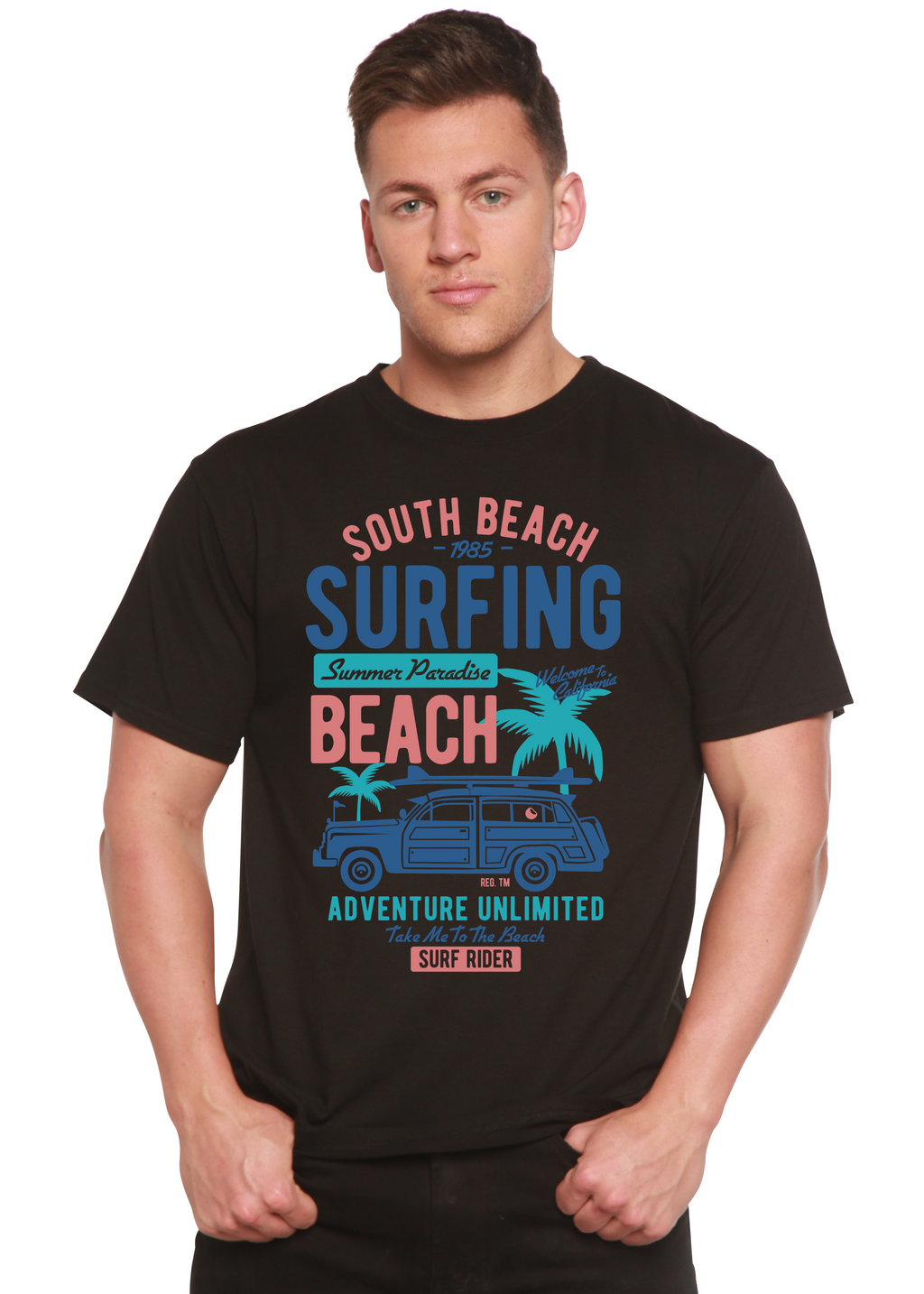 T-shirt graphique South Beach en bambou filé® pour homme en viscose de bambou/coton biologique à manches courtes