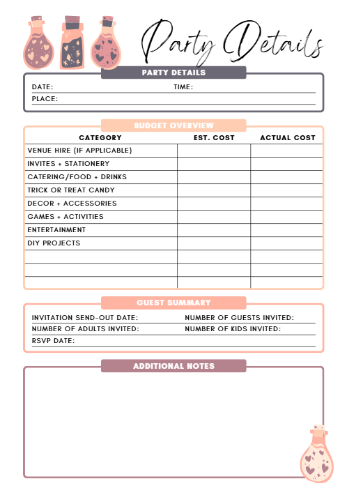 Halloween Party Planner – 45-Page Canva Template for Events, Menus, Decor & More