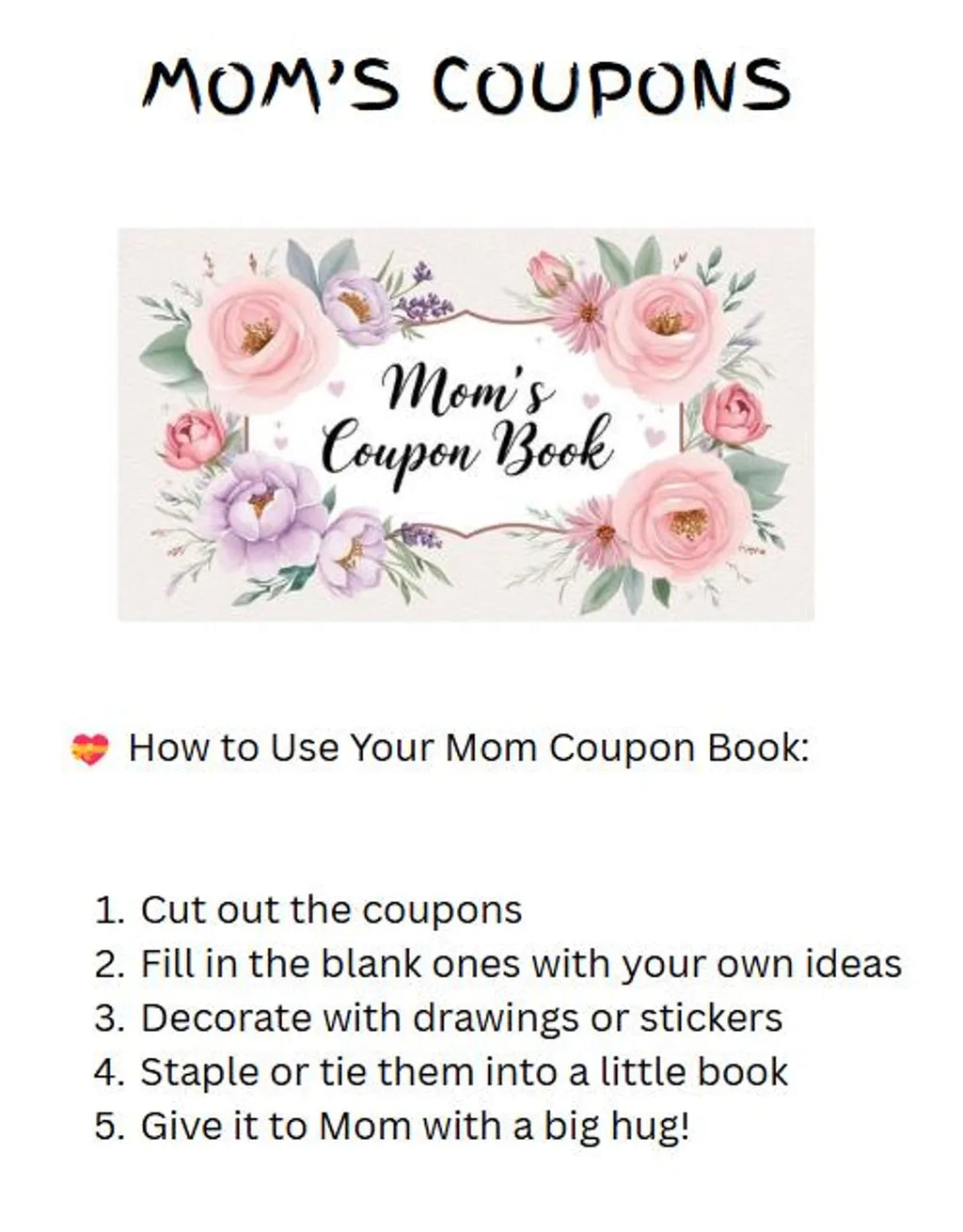 DIY Mom's Coupon Book – Printable Gift from Kids