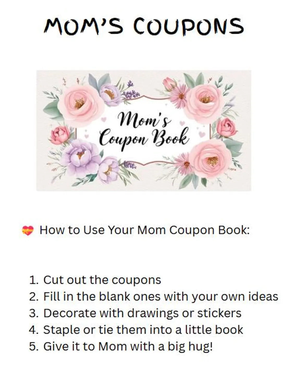 DIY Mom's Coupon Book – Printable Gift from Kids