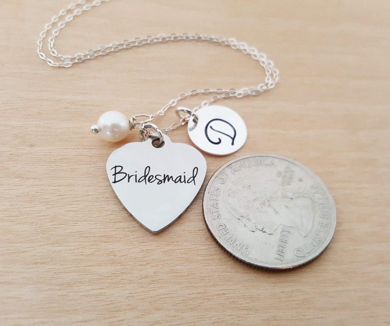 Collier Breloque Demoiselle d'honneur – Argent Sterling Personnalisé