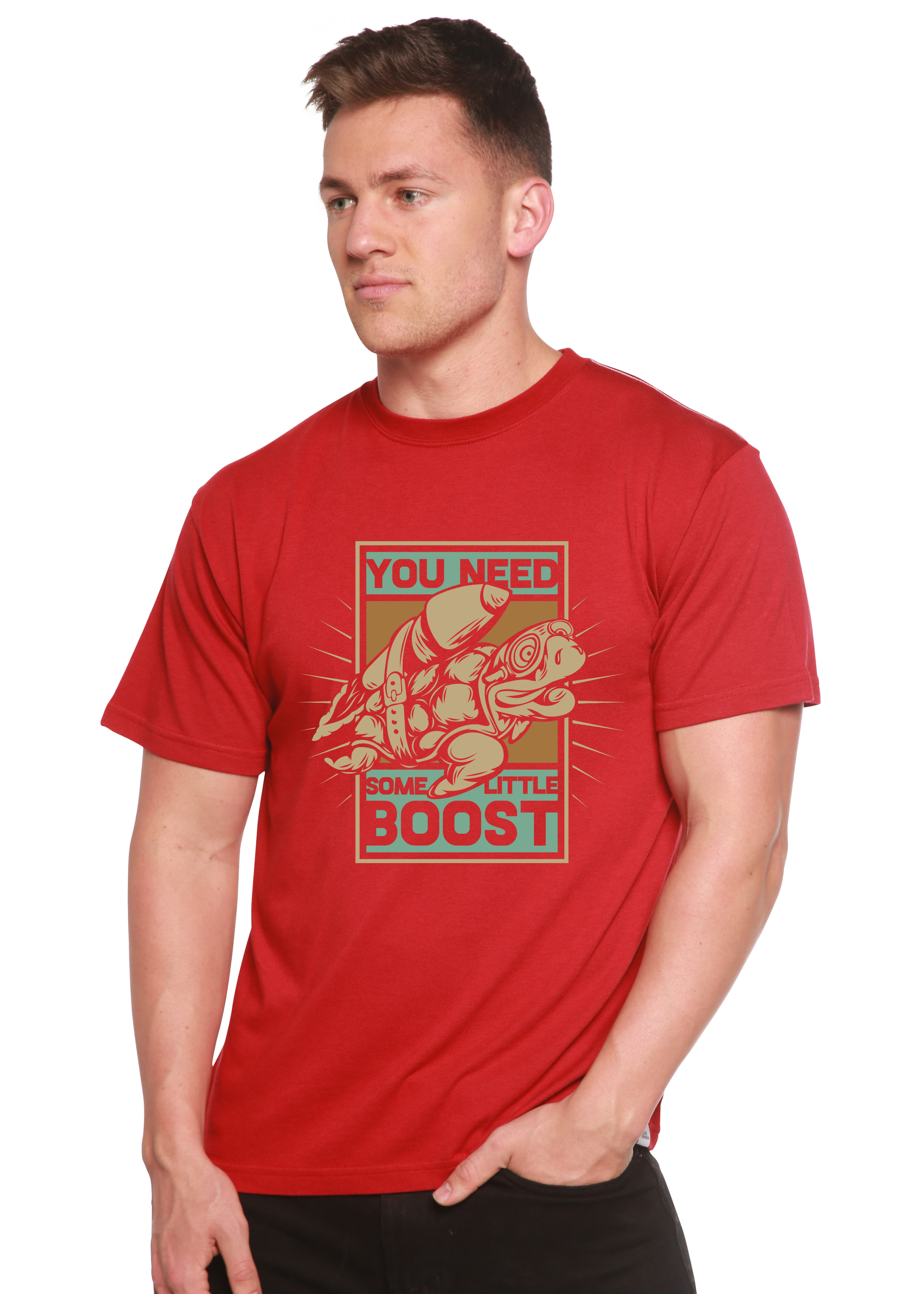 T-shirt graphique homme à manches courtes en viscose de bambou/coton biologique You Need Boost