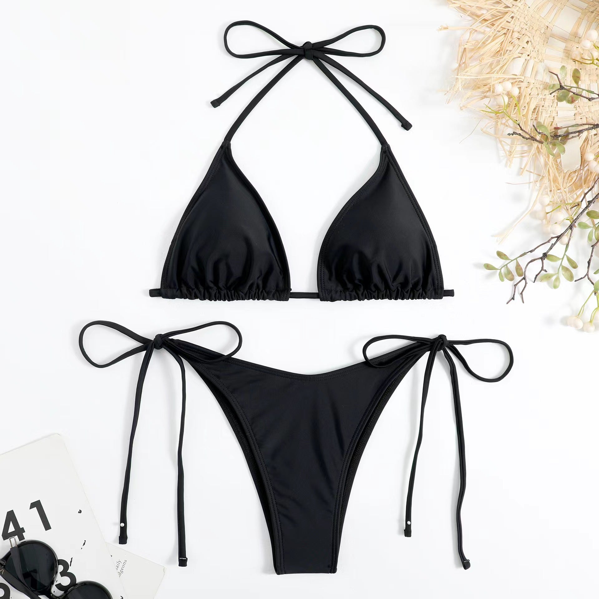 Maillots de bain femme Bandage Femme Triangle Maillots de bain 2 pièces Bikini Nœud Maillot de bain Ensembles de bikini Maillots de bain Bikinis Maillot de bain Push Up Maillot de bain Vêtements de plage d'été
