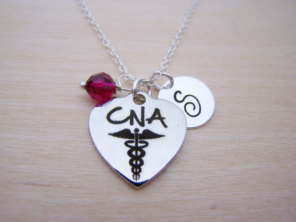 Personalized CNA Necklace – Sterling Silver Chain with Birthstone & Initial