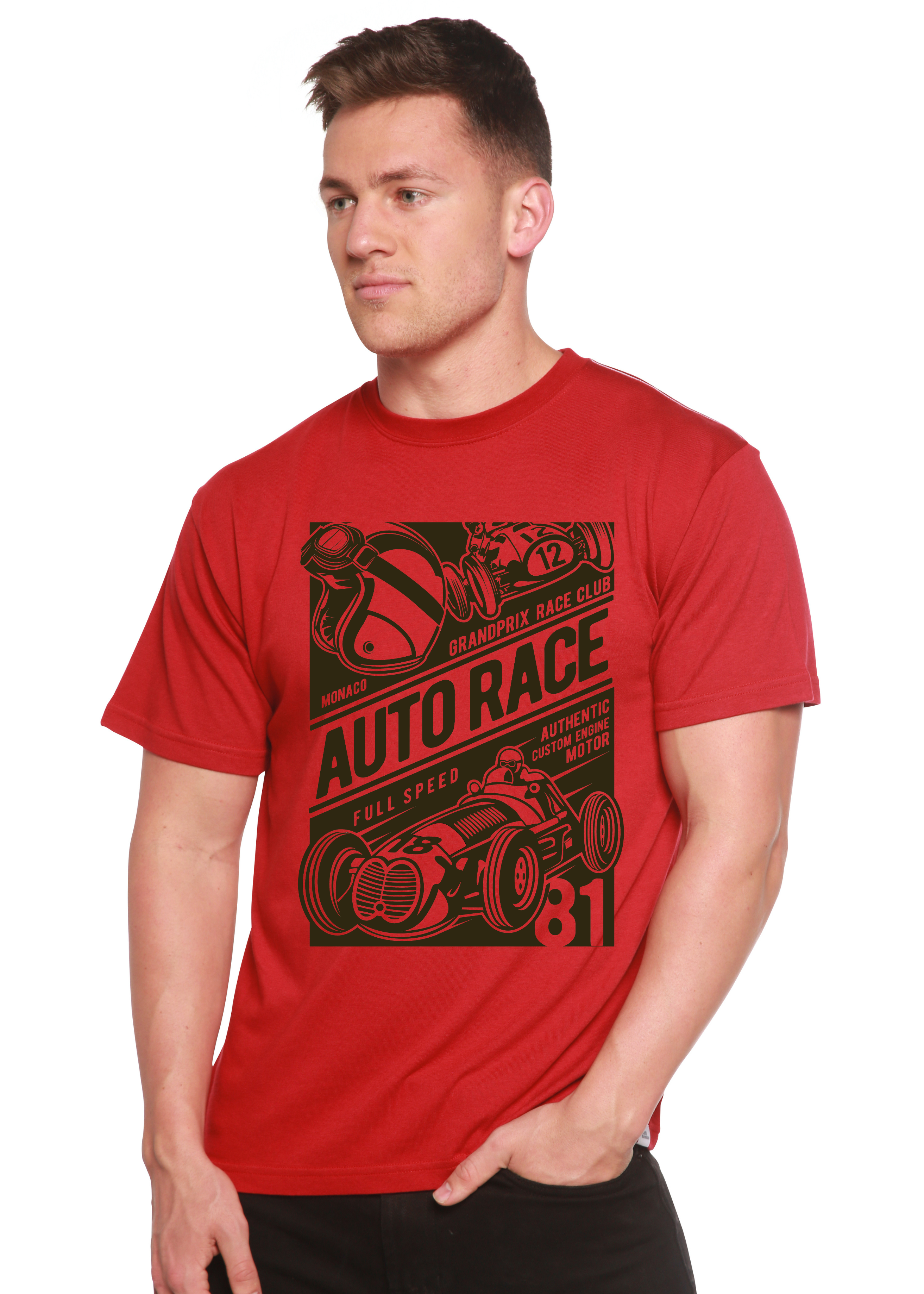 T-shirt graphique à manches courtes pour homme Auto Race en viscose de bambou/coton biologique
